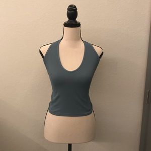 Green halter crop top